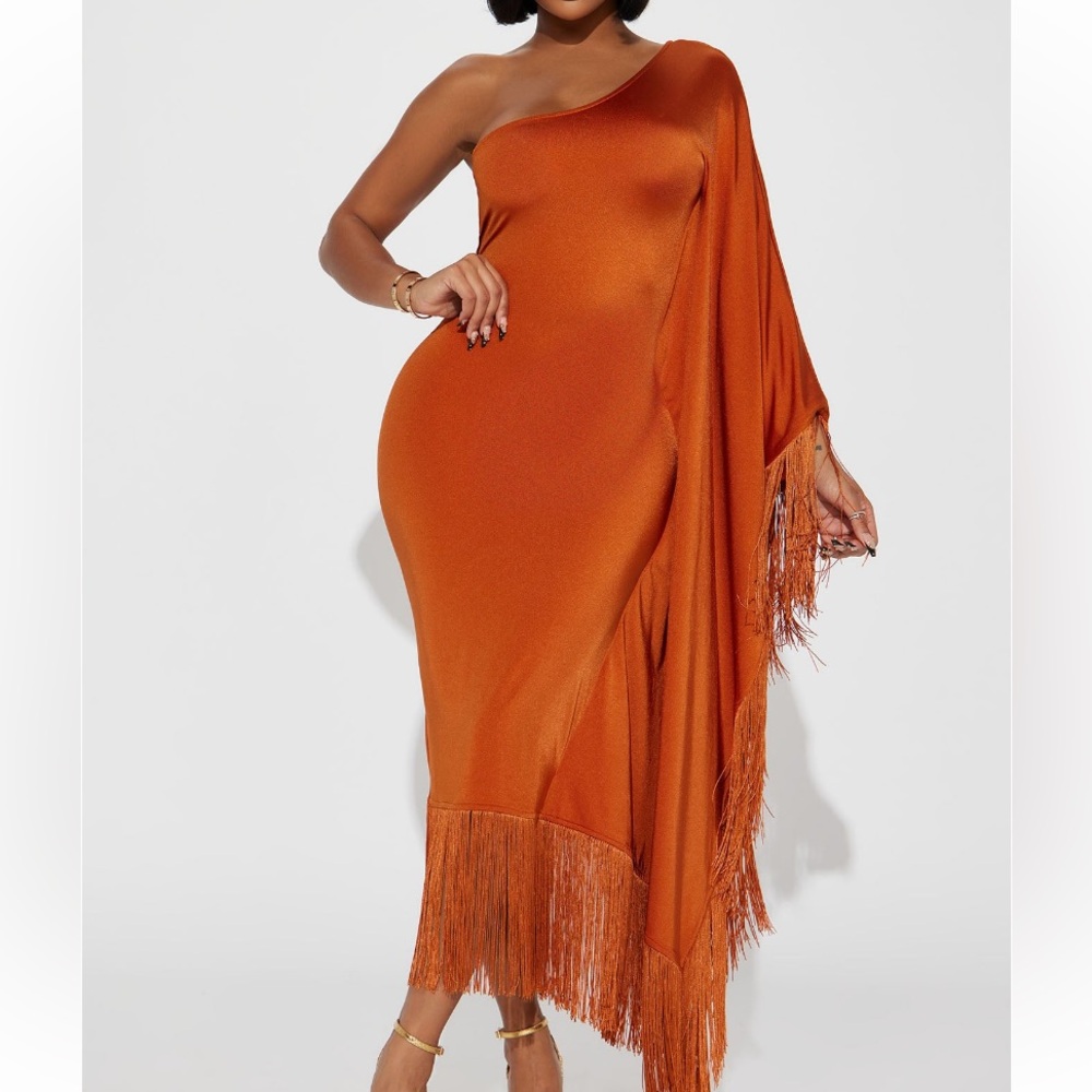 Fringe stretch midi dress